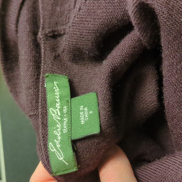 Eddie Bauer Eggplant Soft Wool Open Cardigan - Picture 3 of 4